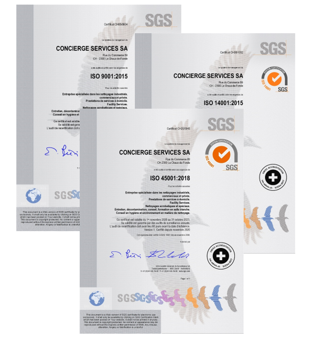 Nous sommes fiers de vous annoncer notre re-certification selon : ISO 9001, 14001 et 45001.